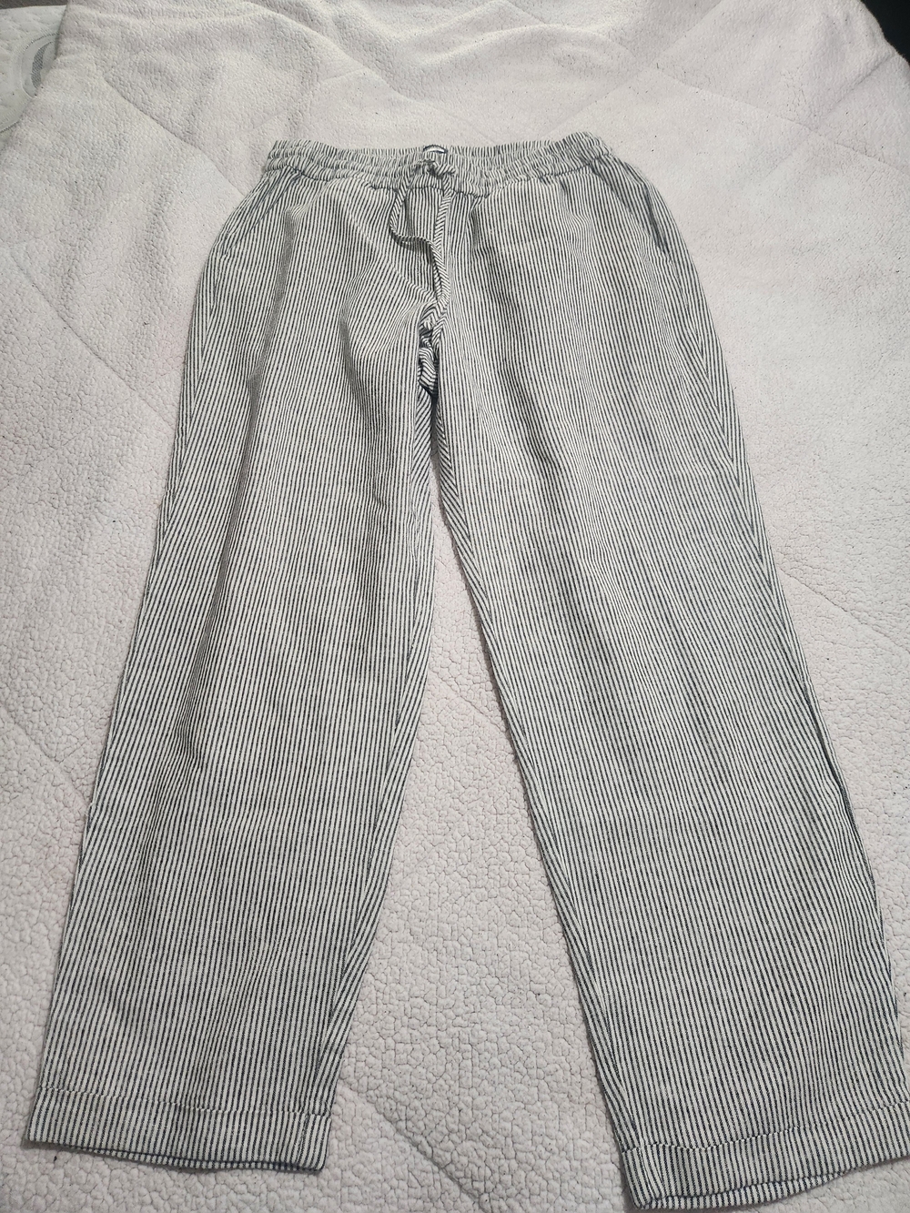 J.Crew Linen And Cotton Black & White Pinstripe Lounge Pants